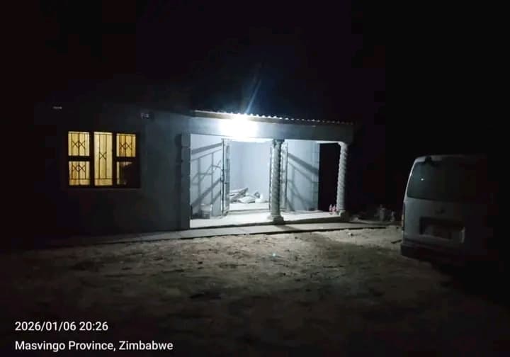 Solar powered home at night